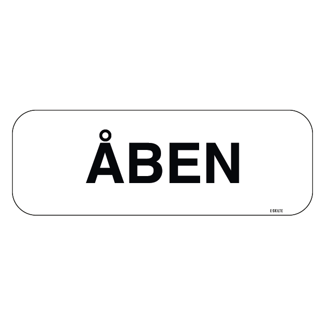 Åben Hvid. Skilt Firkantet.