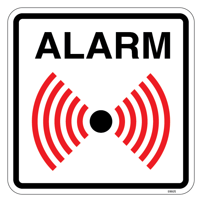 Alarm skilt med eget logo eller tekst