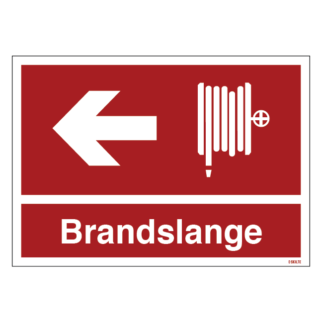 Brandslange til venstre Brandskilt