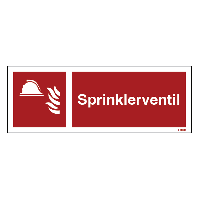 Sprinklerventil Brandskilt