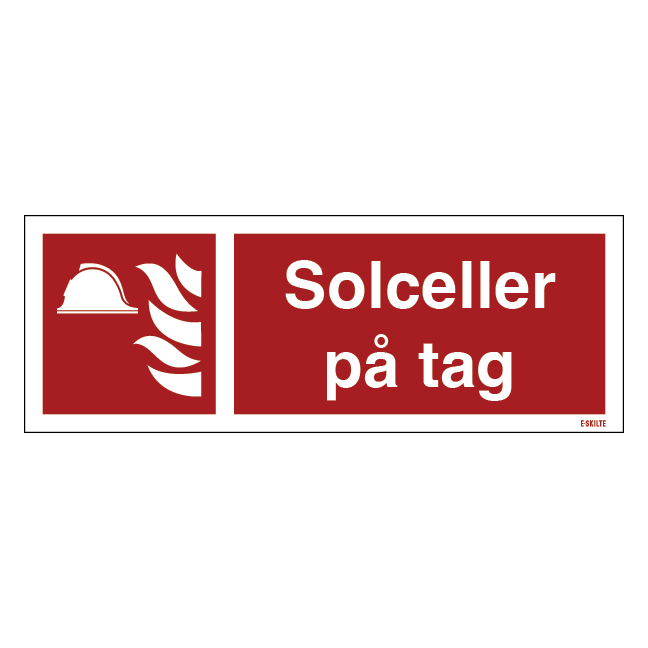 Solceller på tag brandskilt