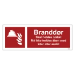 Branddør Skal holdes lukket, Må ikke holdes åben, med kiler eller andet skilt