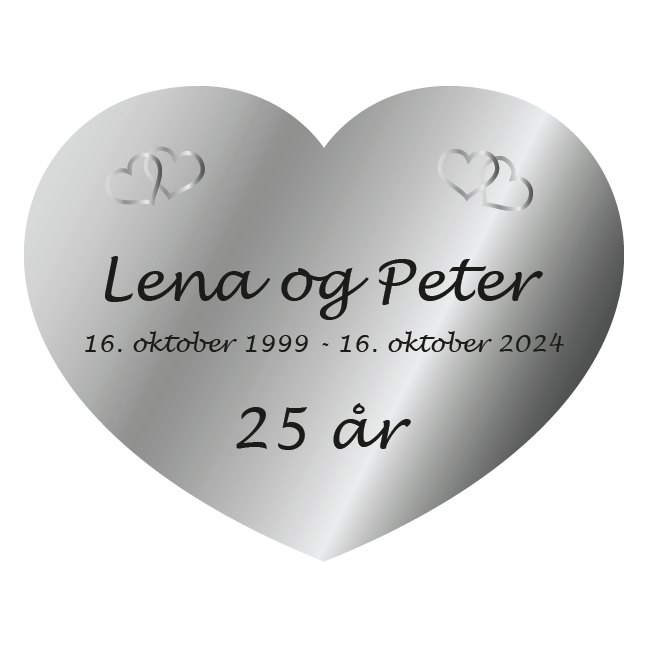 Bryllupsskilt sølv. Hjerte