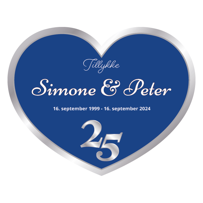 Bryllupsskilt sølvbryllup Hjerte blå