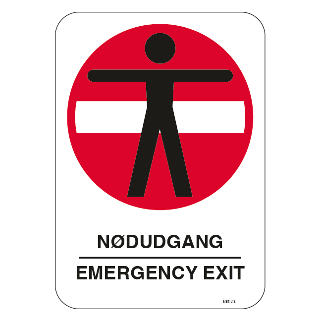 Person adgang forbudt Nødudgang Emergency exit skilt