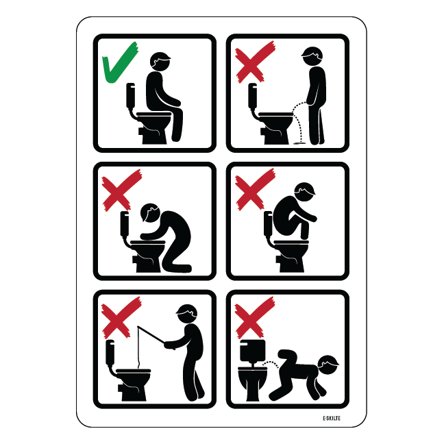 Toilet regler. Bygningsskilt