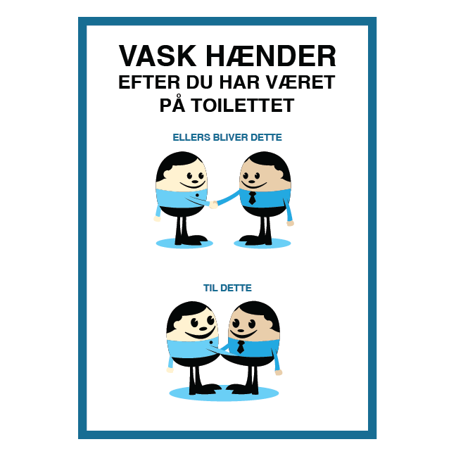 Vask hænder efter du har været på toilettet. Bygningsskilt
