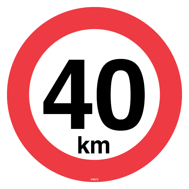 C55 Hastighedsbegrænsning 40 km. Skilt