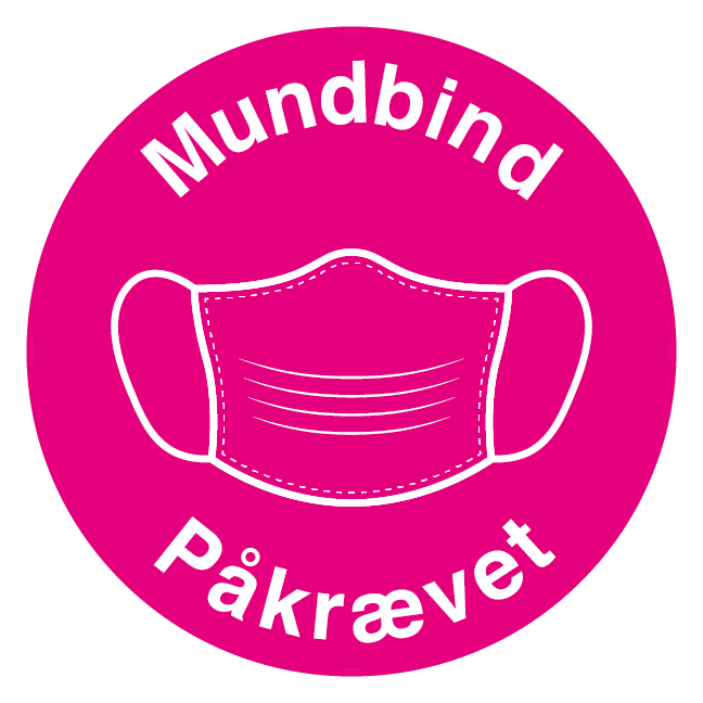 Mundbind påkrævet skilt - Rundt og pink