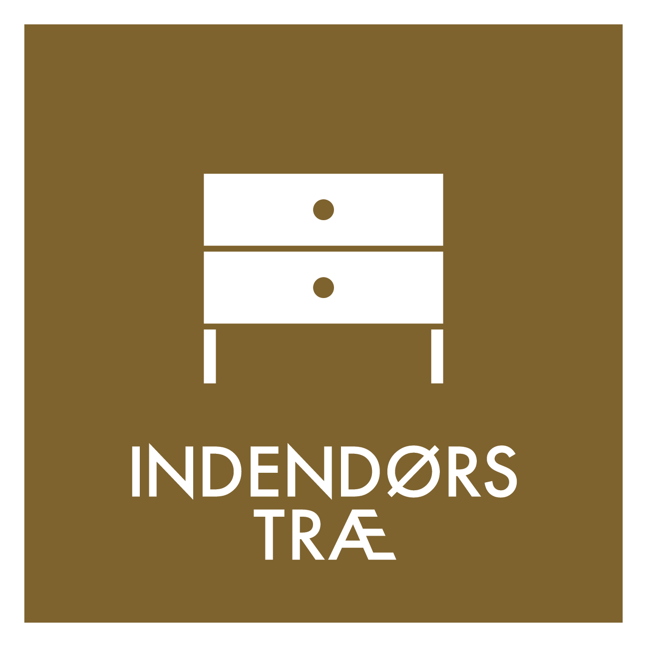 Indendørs træ affald skilt - Dansk Affaldssortering