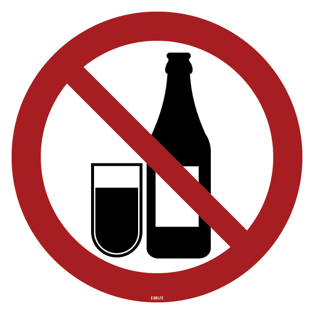 Drikkeforbudsskilt flaske og glas