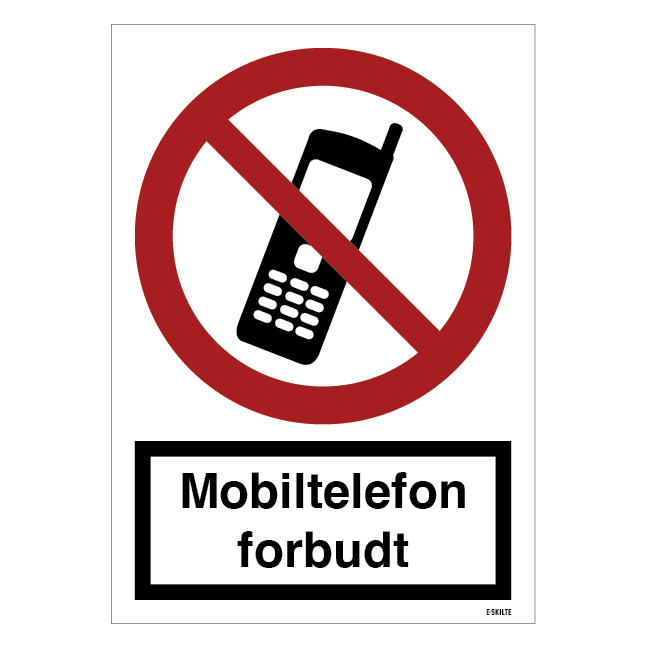 Mobiltelefon forbudt skilt