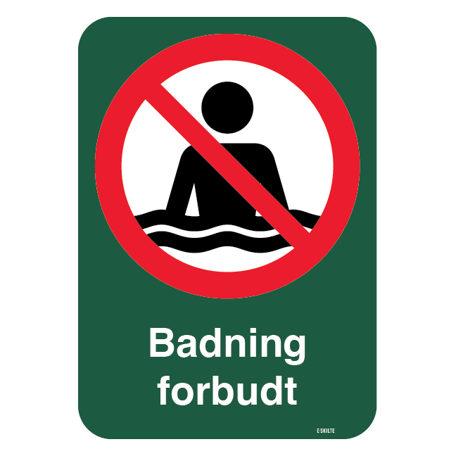 Badning forbudt. Forbudsskilt