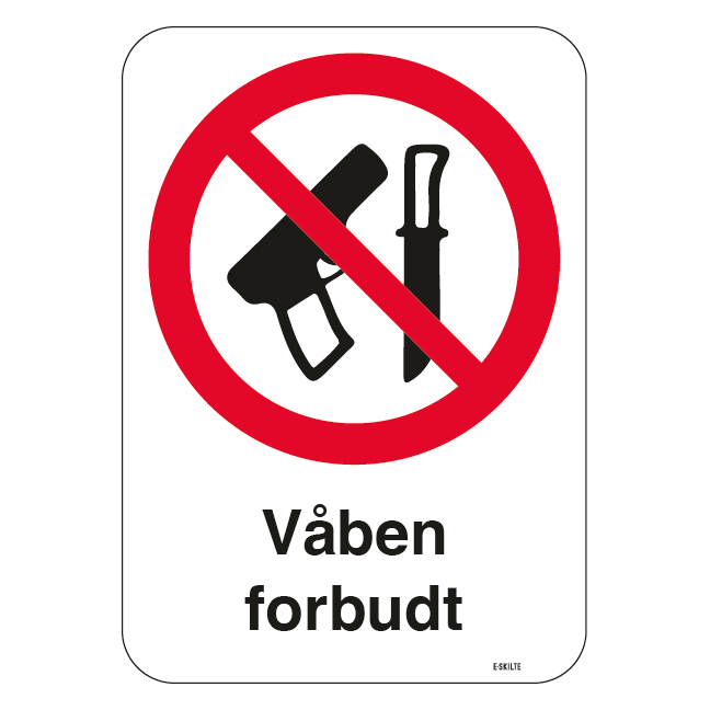 Våben forbudt skilt