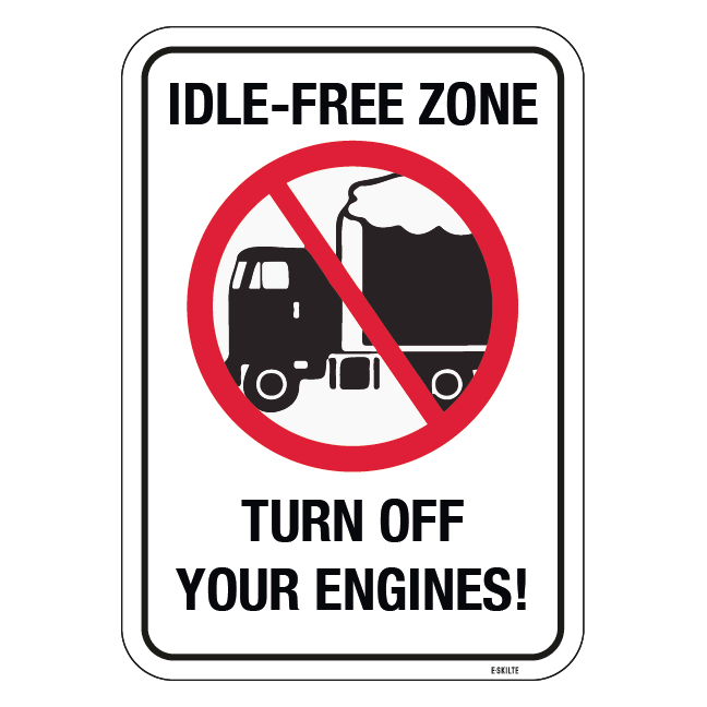 Idle-free zone Stop the engine during loading and unloading goods. Forbudsskilt