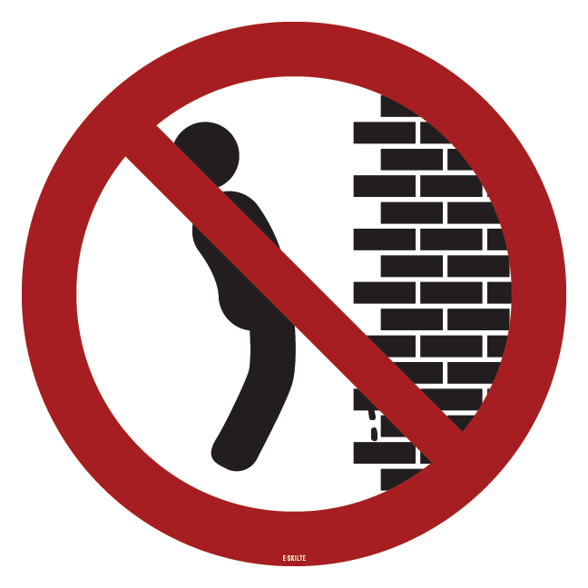 Stående vandladning forbudsskilt. Forbudsskilt