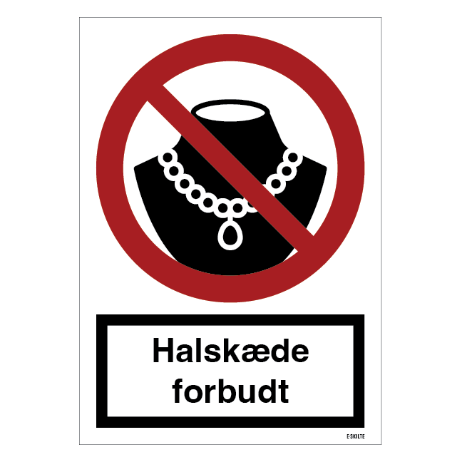 Halskæde forbudt Forbudsskilt