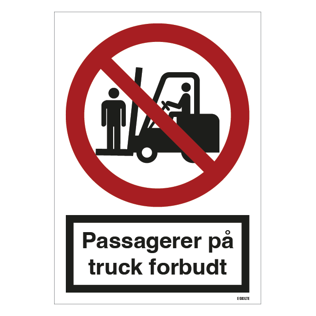 Passagerer på truck forbudt Forbudsskilt
