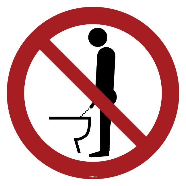 Stående vandladning forbudt Skilt