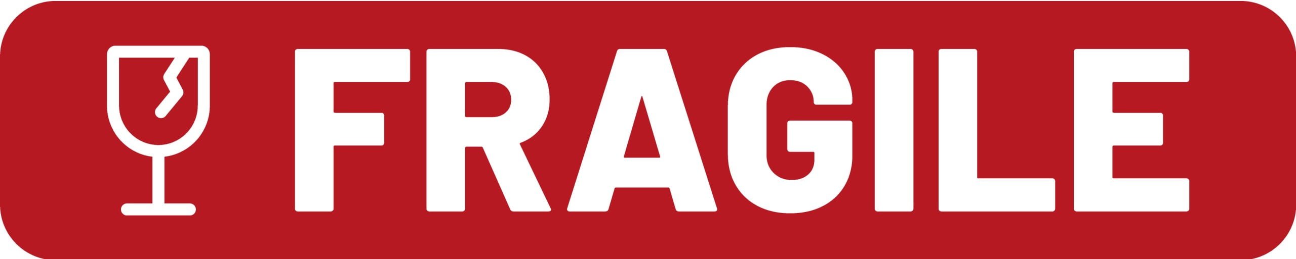 fragile med glas rød