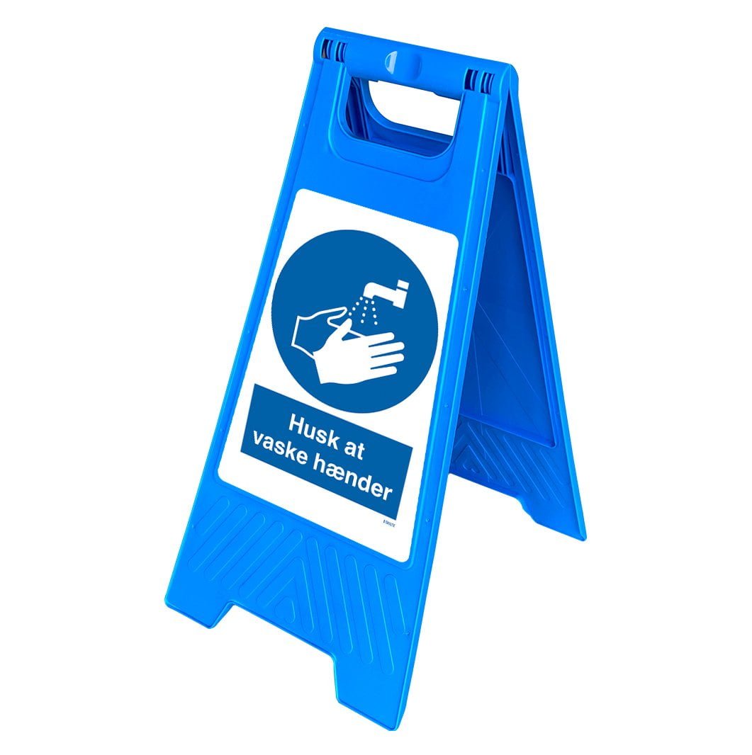 Husk at vaske hænder gulvskilt