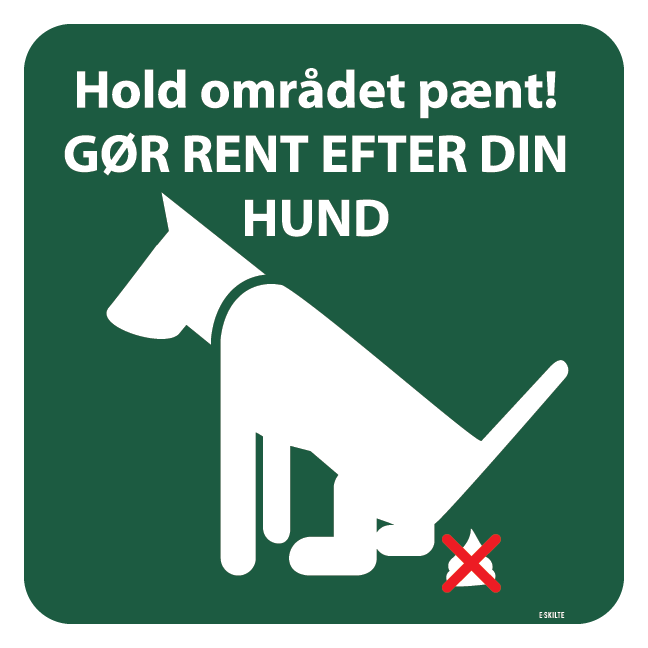 Hold området pænt gør rent efter din hund. Skilt