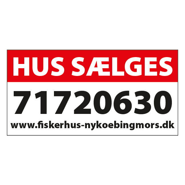 Hus sælges Tlf+Mail. Salgsskilt i rød