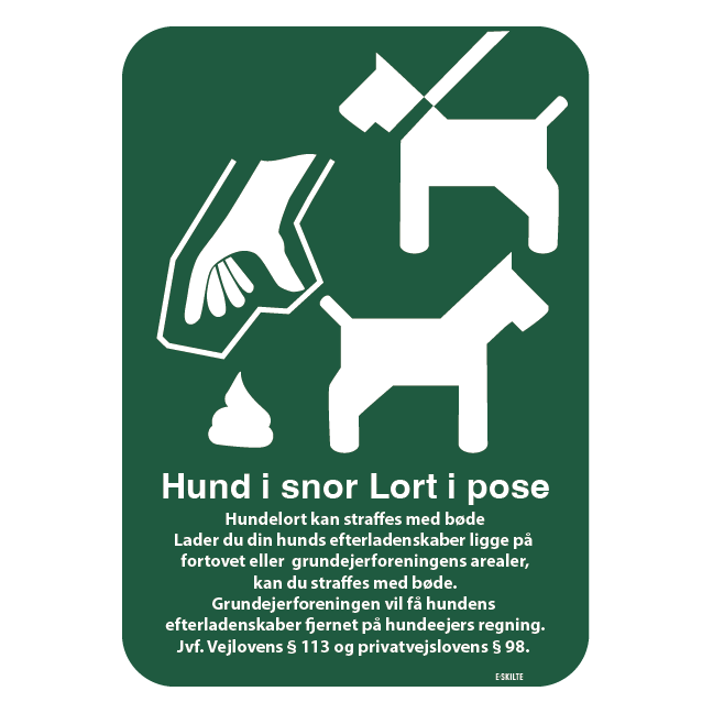 Privat område hund i snor. Skilt