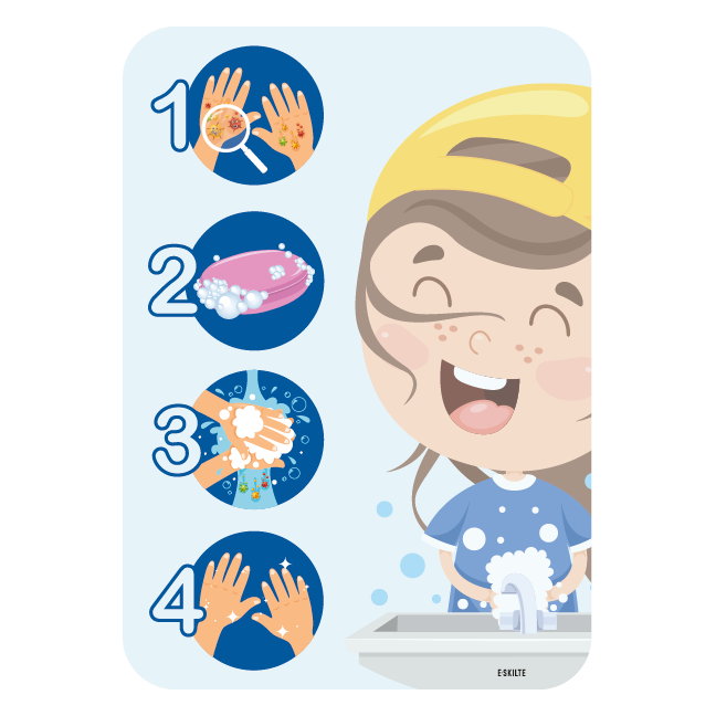 Trin for trin instruktion til håndvask skilt