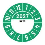 Kalibreringsmærker for 2026 i gul med navn, Selvklæbende, Ø30mm