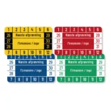 Kalibreringsmærker med 'Næste afprøvning' i flere farver, Selvklæbende, 50x30mm