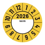 Kalibreringsmærker for 2025 i rødmed navn, Selvklæbende, Ø30mm