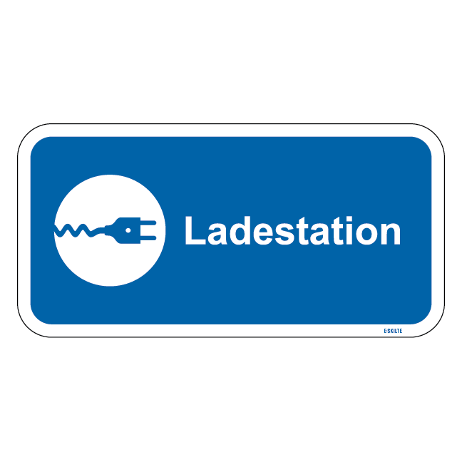 Ladestation blåt oplader skilt