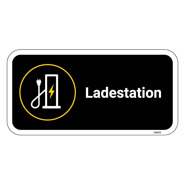 Ladestation sort/gult ladestander skilt