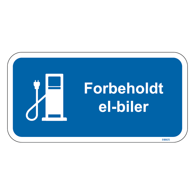 Forbeholdt el-biler blåt stander skilt