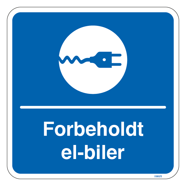 Forbeholdt el-biler sort kvadratisk ladestander skilt