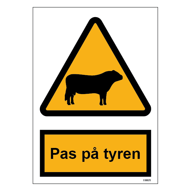 Pas på tyren skilt til landbrug