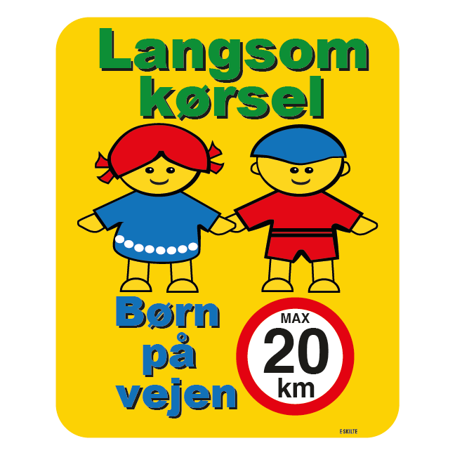 Kør forsigtigt! børn på vejen. Skilt