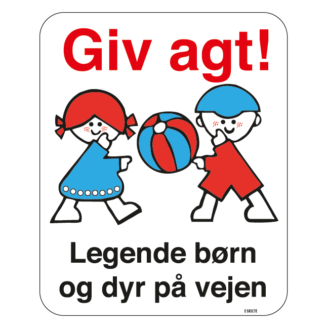Giv agt legende børn og dyr på vejen Skilt