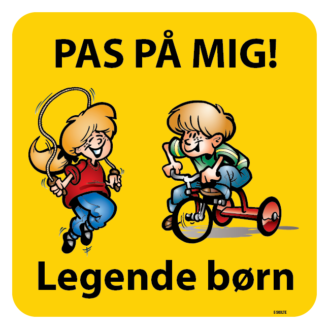 Pas på mig Legende børn Gul. Legendebørnskilt