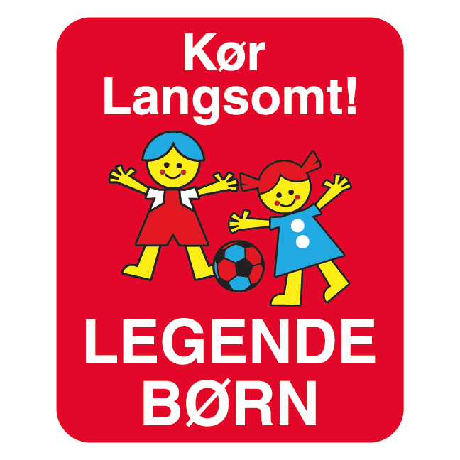 Kør langsomt legende børn. Legendebørnskilt