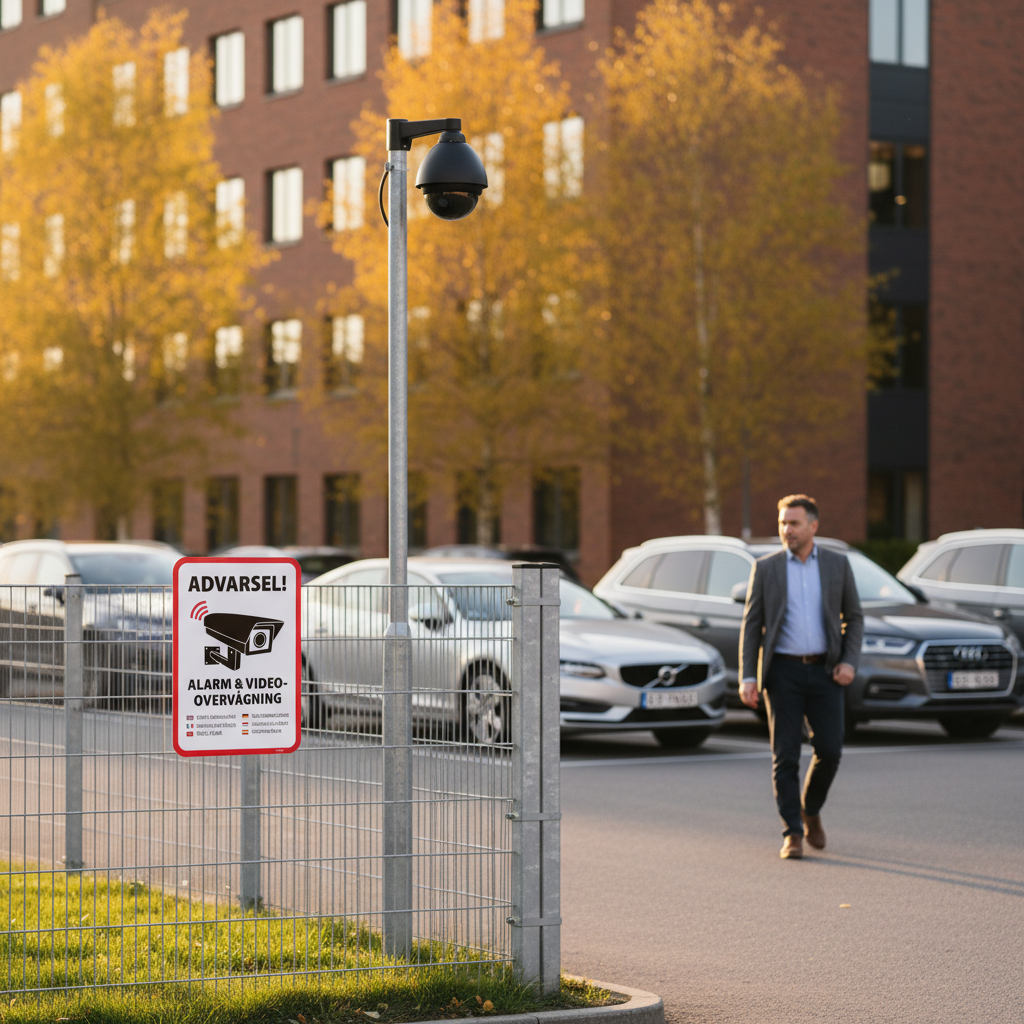 Advarsel! Alarm og videovervågning skilt på flere sprog - Billede 3