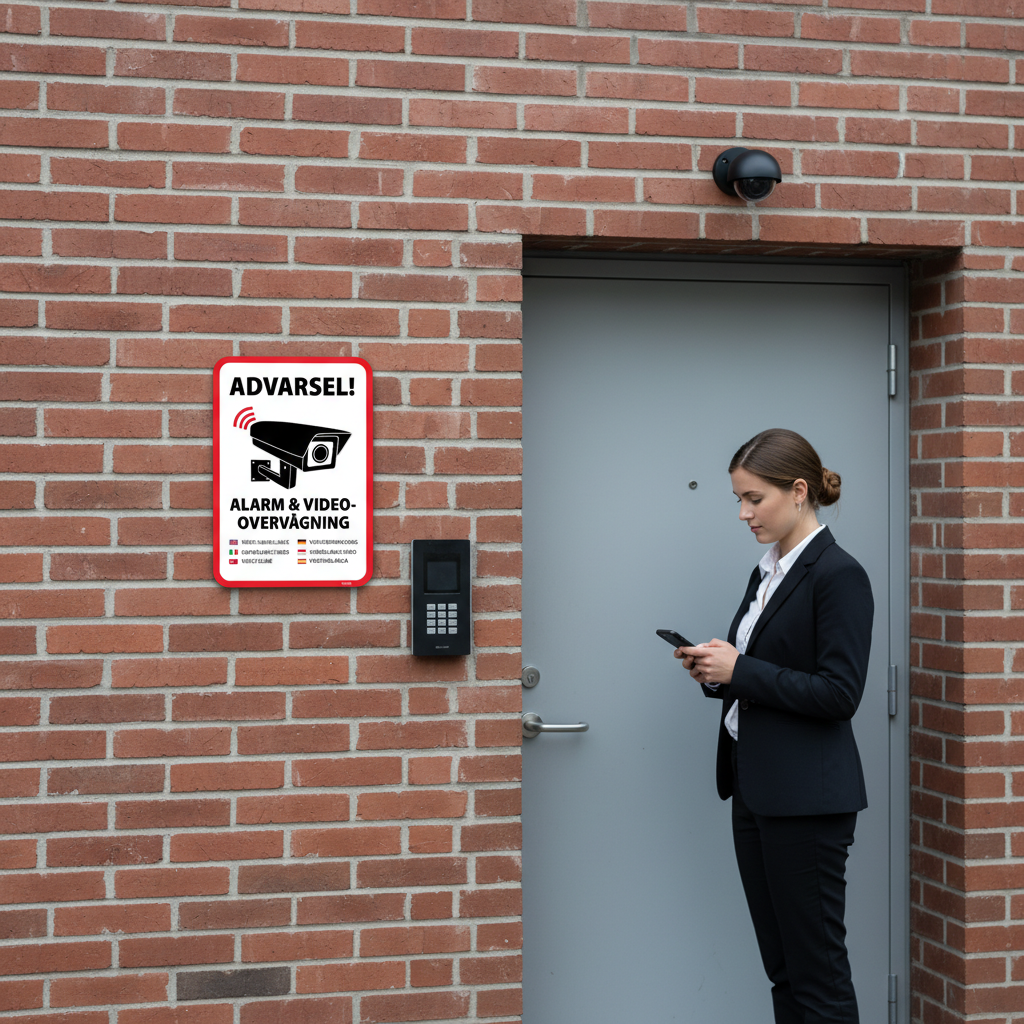 Advarsel! Alarm og videovervågning skilt på flere sprog - Billede 2