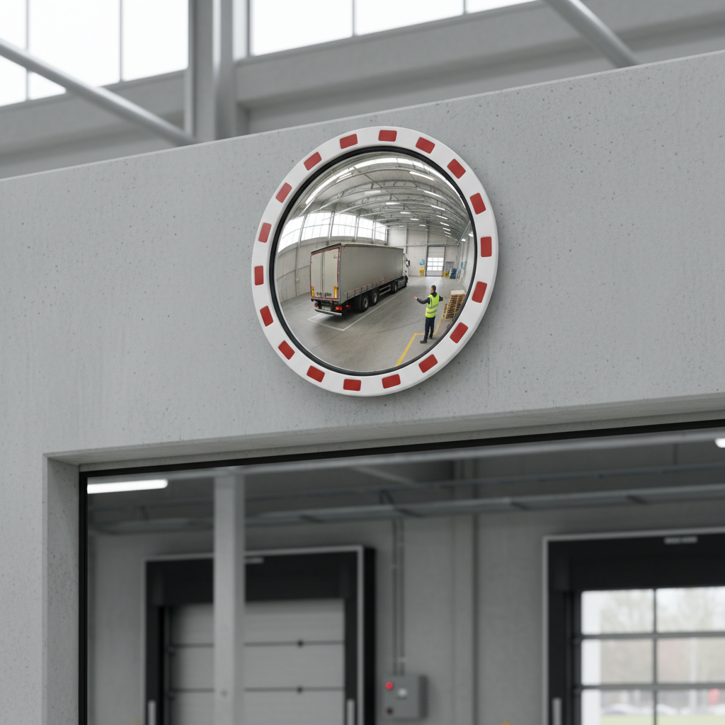 Trafikspejl Ø60cm m/rød og hvid ramme - Billede 3