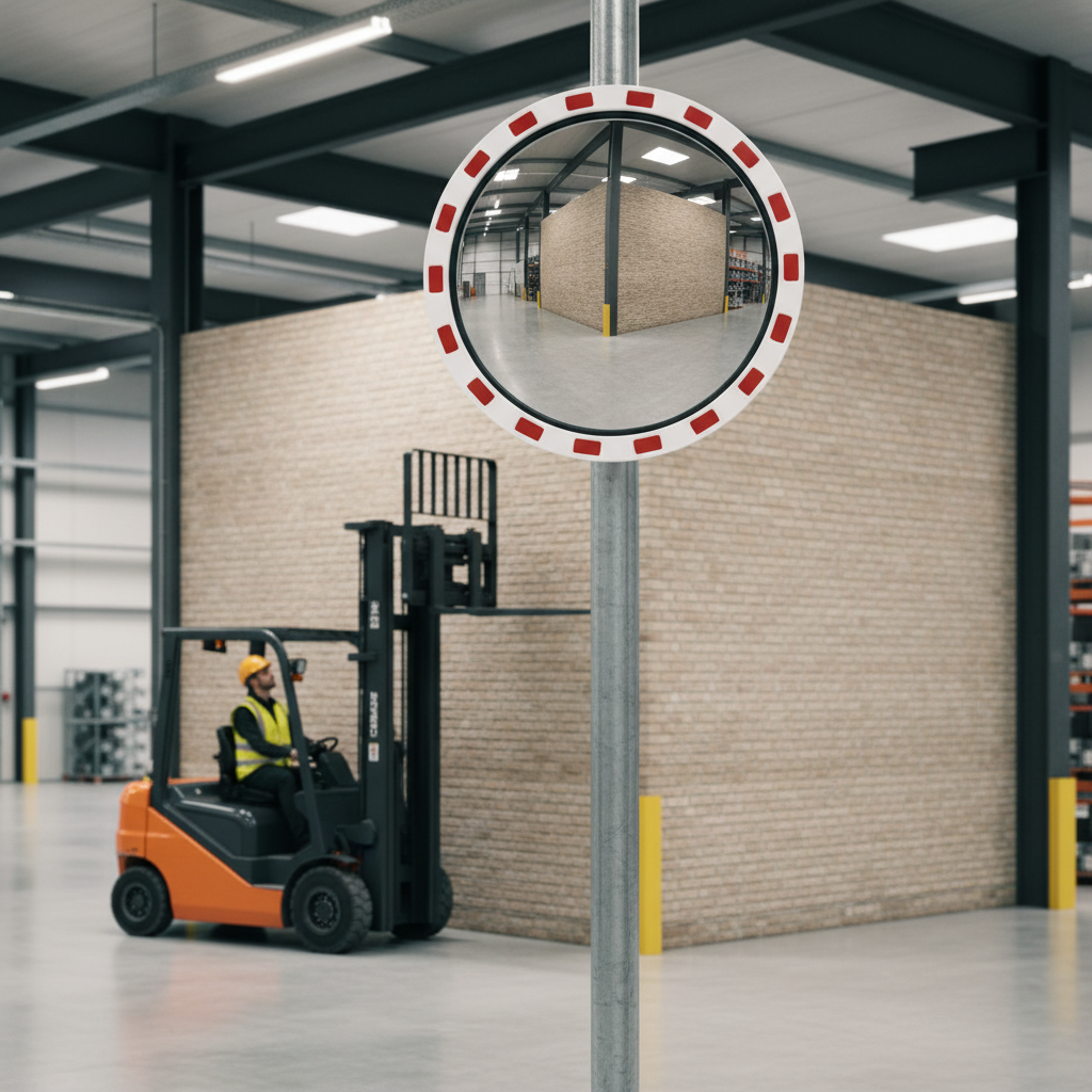 Trafikspejl Ø60cm m/rød og hvid ramme - Billede 2