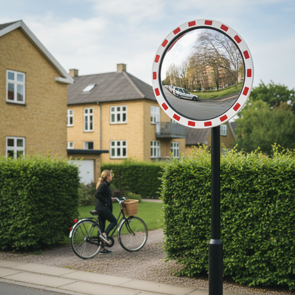 Trafikspejl Ø60cm m/rød og hvid ramme - Billede 5