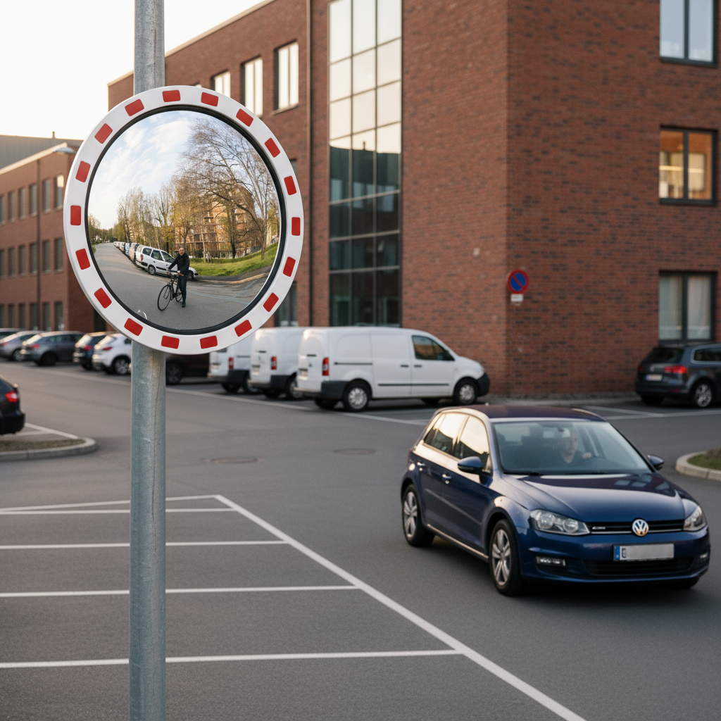 Trafikspejl Ø60cm m/rød og hvid ramme - Billede 4