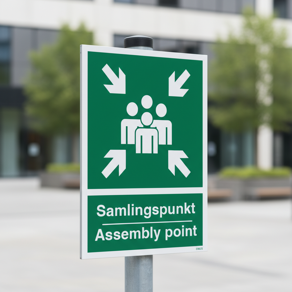 Samlingspunkt Assembly point skilt - Billede 2