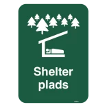 Shelterplads skilte