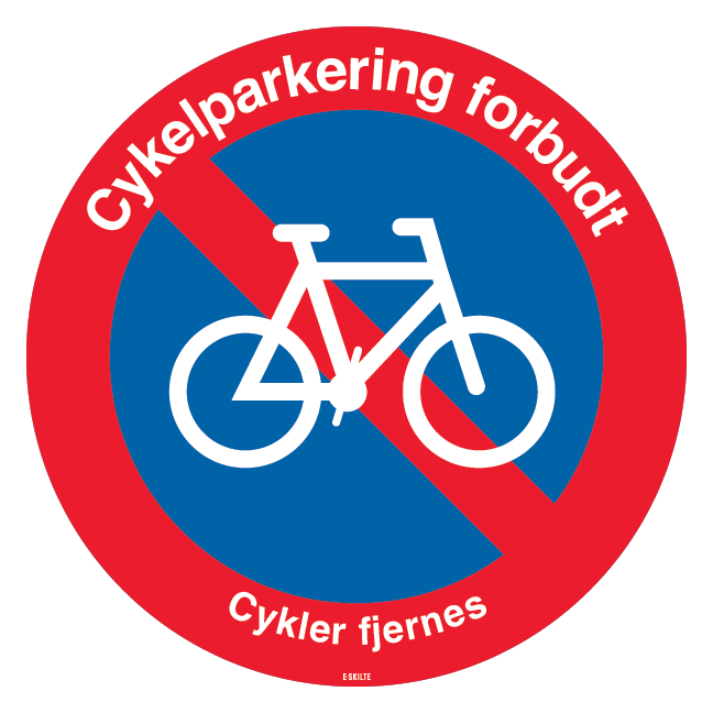 Cykelparkering forbudt cykler fjernes skilt